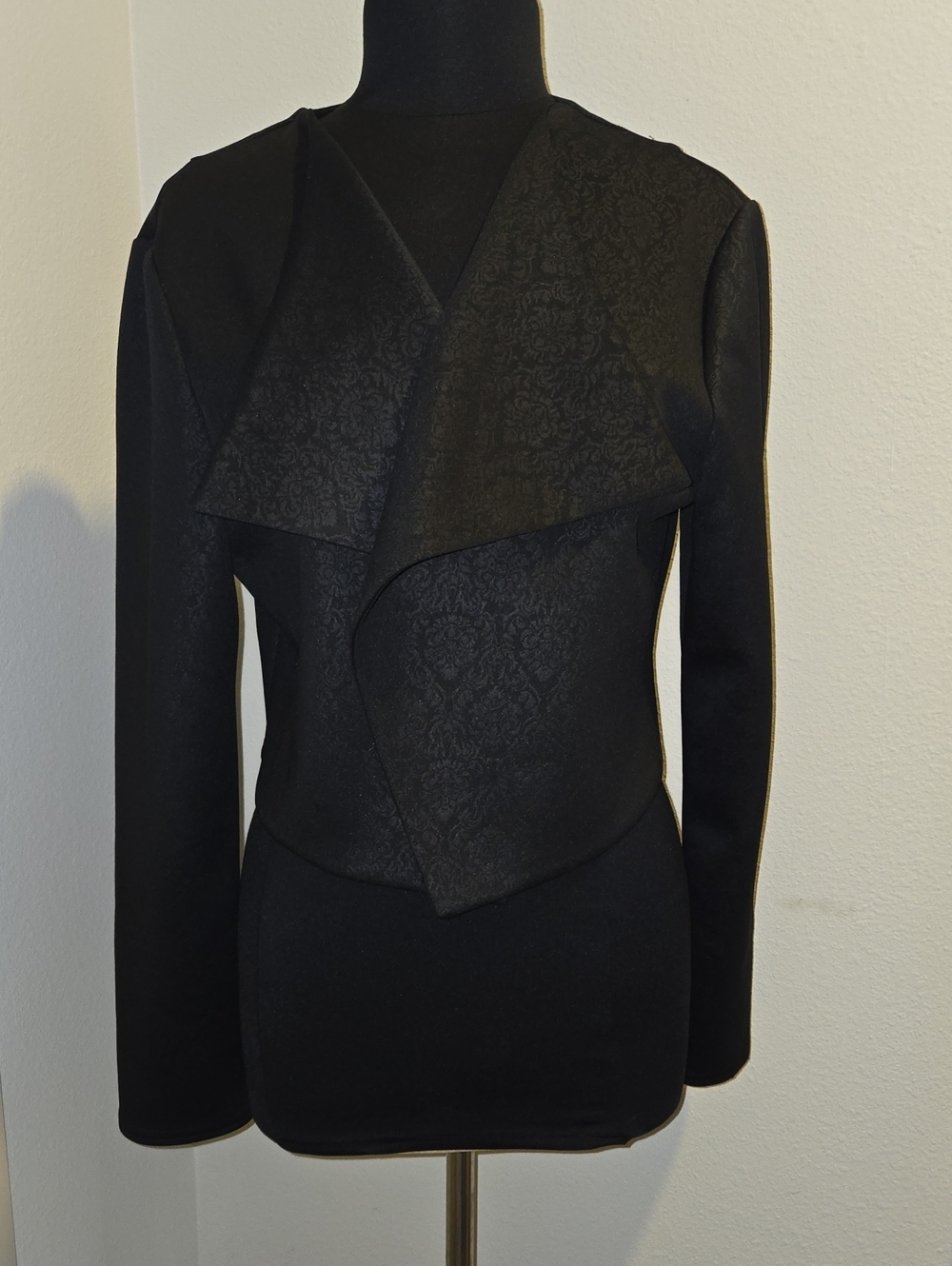 Miss Tina Black Draped Jacquard-Front Blazer XXL